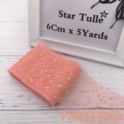 Pastel Pink 6 см 5 ярдов ЗВЕЗДА Тюль конфетти блесток Лента мягкая сетка тюль рулон выпечки торт Топпер DIY ремесла принадлежности для шитья товары - Цвет: Pastel Pink