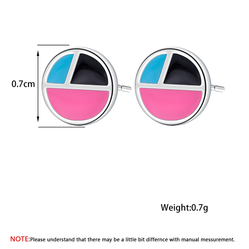 Kinitial New Design Coin Shaped Stud Earrings in Enamel Colorful Silver Metal Accessory For Girls Women Earring Jewelry | Украшения и