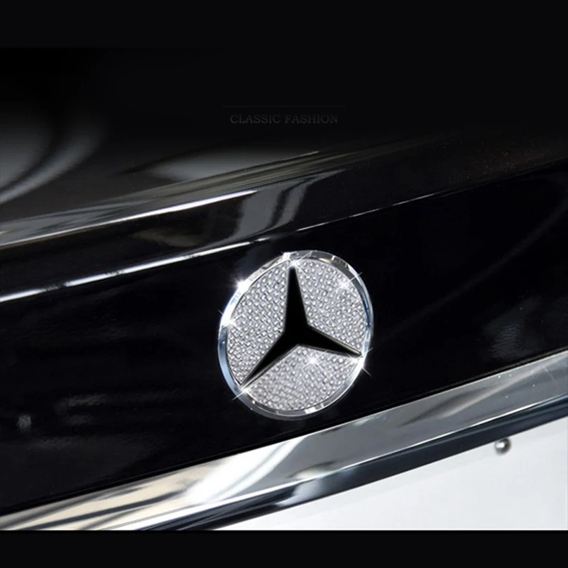 Алмазная наклейка на заднюю эмблему автомобиля Mercedes Benz C E Class C200L GLA GLK GLC260|Наклейки