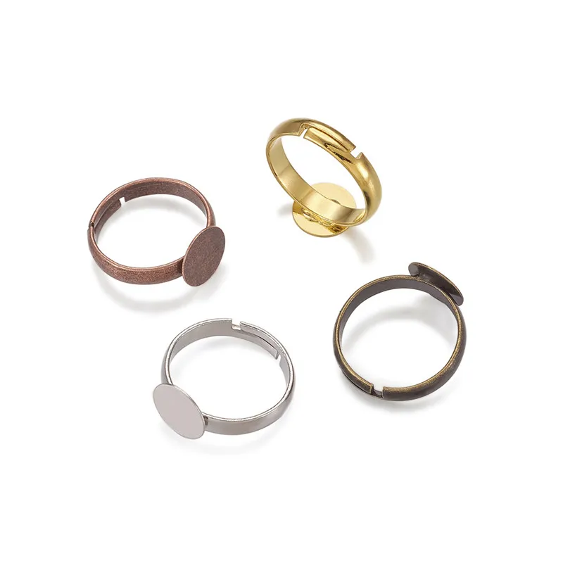 100pcs Brass Adjustable Finger Ring Findings Pad Ring Bases Perfect for Cabochons Making Ring DIY Supplies No Cadmium& No Lead