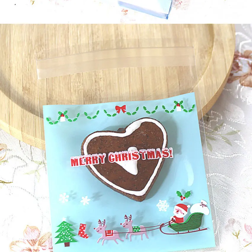 Marebell рождественские упаковки печенья 10*10 см 50 шт Рождественская вечеринка мультфильм Санта Клаус печенье вафельная упаковка для выпечки