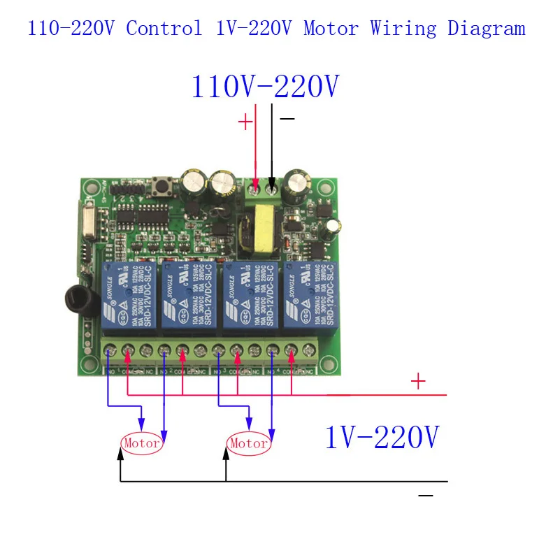 

220V 4CH Switch 433Mhz/315MHz Universal Wireless Remote Control Light Switch Wireless 4 Channels 110V-220V Relay Module