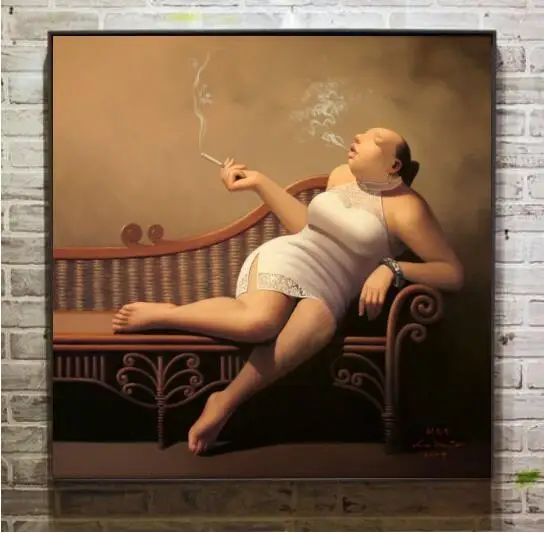 100% ручная роспись на холсте известный художник Лю Бао Цзюнь элегантная женщина