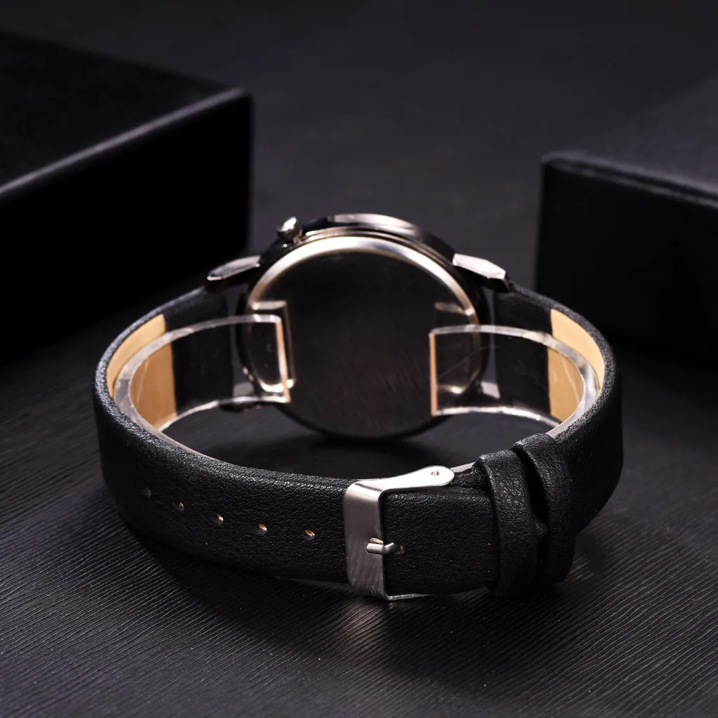 Модные простые мужские часы наручные с синим стеклом деловые кварцевые