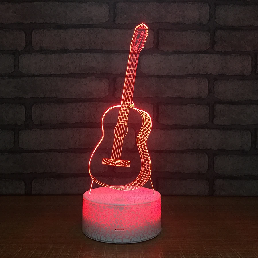 

Creative 3D light guitar Model 3d Lamp LED for baby gifts Collectible 7 Color changing USB touch sensor desk light Night Light