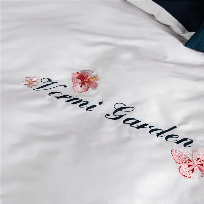 Синий роскошный Европейский комплект постельного белья из египетского хлопка с