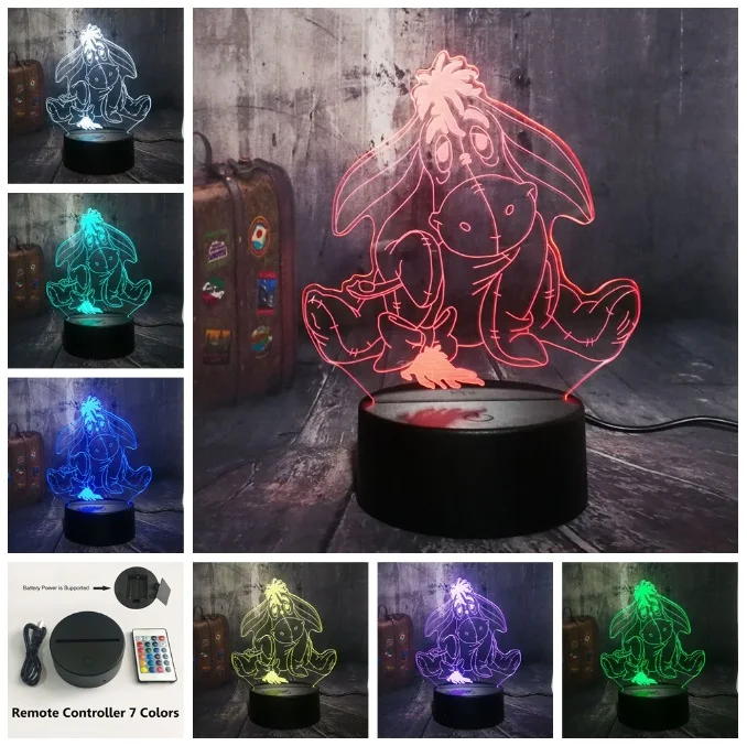 Controller 7 Color Новая стильная футболка с изображением персонажей видеоигр Винни Пух Медвежонок друг 3D светодиодный Ночной светильник 7 цветов изменить светодиодные настольные лампы домашний декор для детей Рождественский подарок - Испускаемый цвет: Controller 7 Color