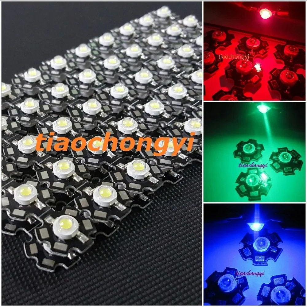 10pcs 1W 3W High Power red green Blue Royal blue LED with 20mm star PCB   300~350mA New