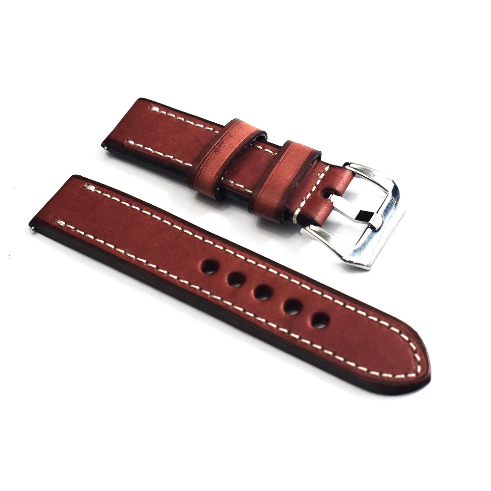 Onthelevel Watch accessories fashion 4 colors watchband 20mm 22mm 24mm leather watch strap brush buckle watch band for Panerai
