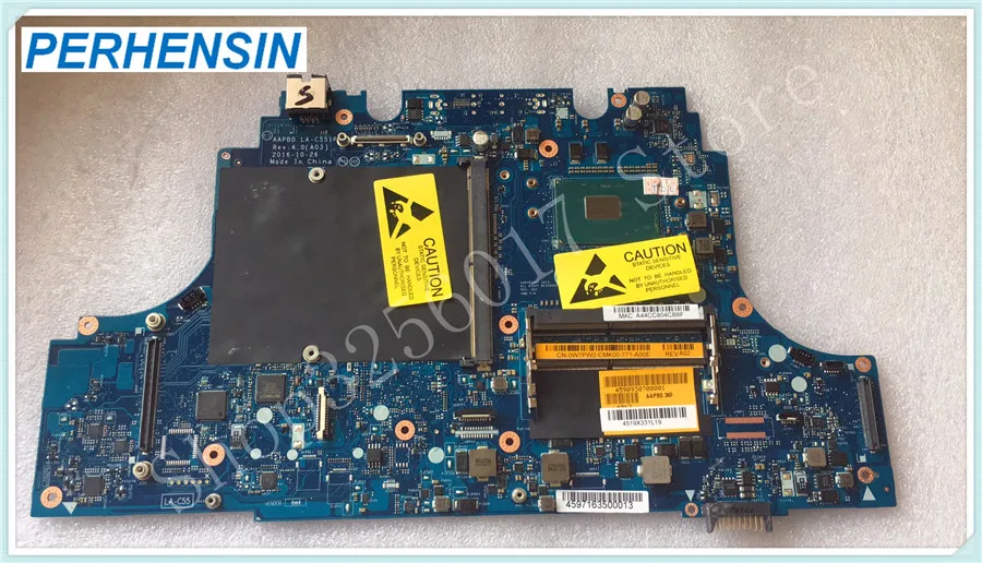Для DELL Precision 17 7710 Материнская плата ноутбука W7PW2 с i7 6920HQ LA C551P 0W7PW2 CN 100% работают