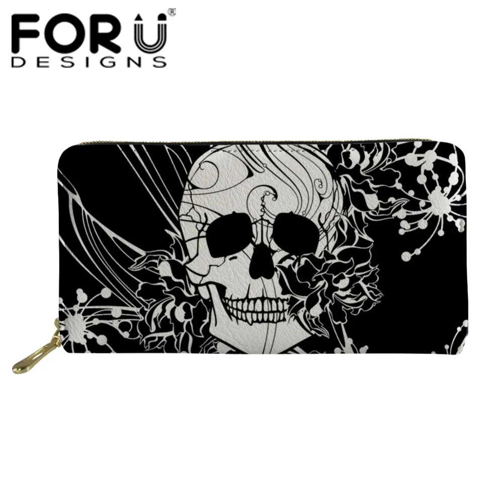 FORUDESIGNS/женские кошельки с черепом Дамский клатч женские кожаные сумки держатели