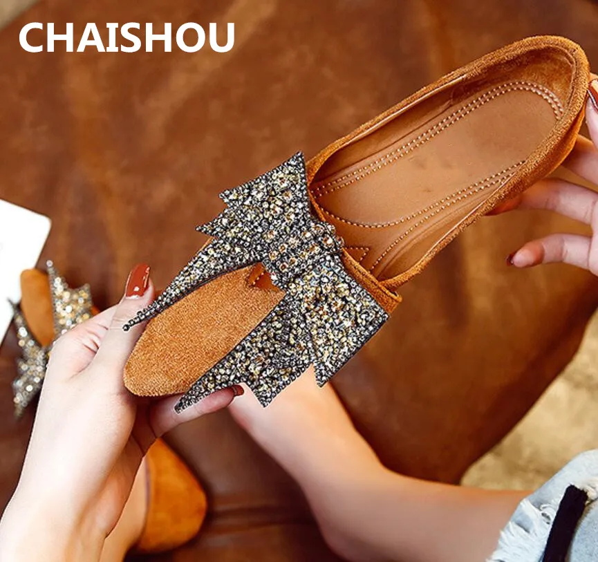 CHAISHOU/женская повседневная обувь на плоской подошве замшевые туфли с острым