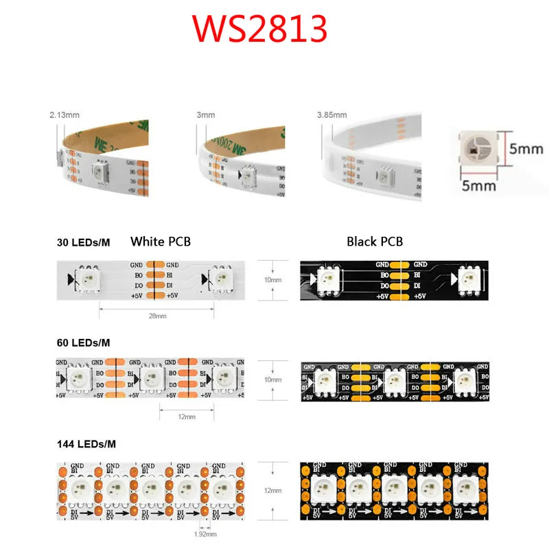 Индивидуально Адресуемая Светодиодная лента WS2812B WS2811 WS2815 WS2813 WS2818 30/60