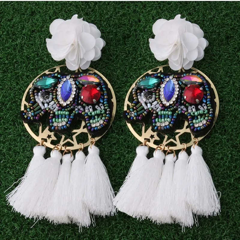 Большие серьги NeeFu WoFu в европейском и американском стиле цветы Серьги-кисточки