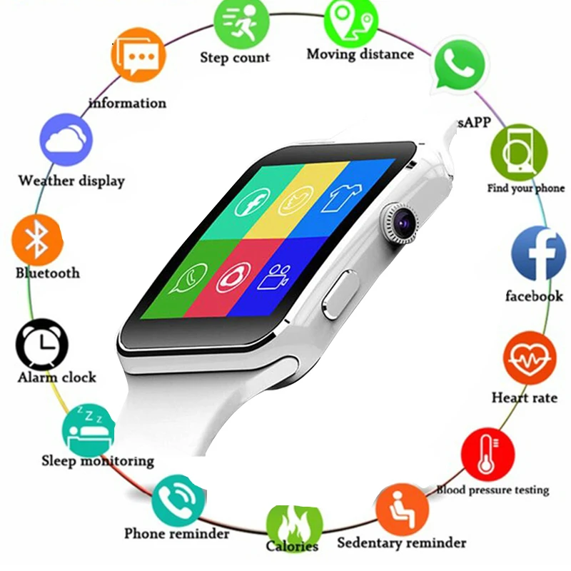 Новые смарт часы X6 с камерой сенсорный экран поддержка SIM TF карта Bluetooth мужские