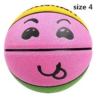 Pink Size 4 Kuangmi детский баскетбольный мяч для спортивных игр, детская игрушка, баскетбольный мяч со смайликом, стандартный размер 3, 4, 5, для тренировочных целей - Цвет: Pink Size 4