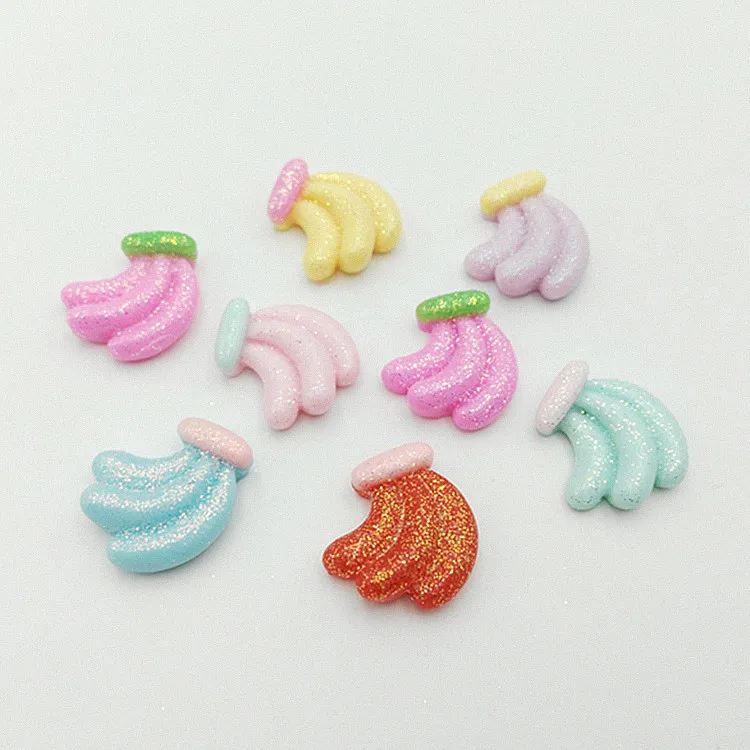 10 шт./лот блестящие бананы с плоской спинкой кабошон Детские банты для волос