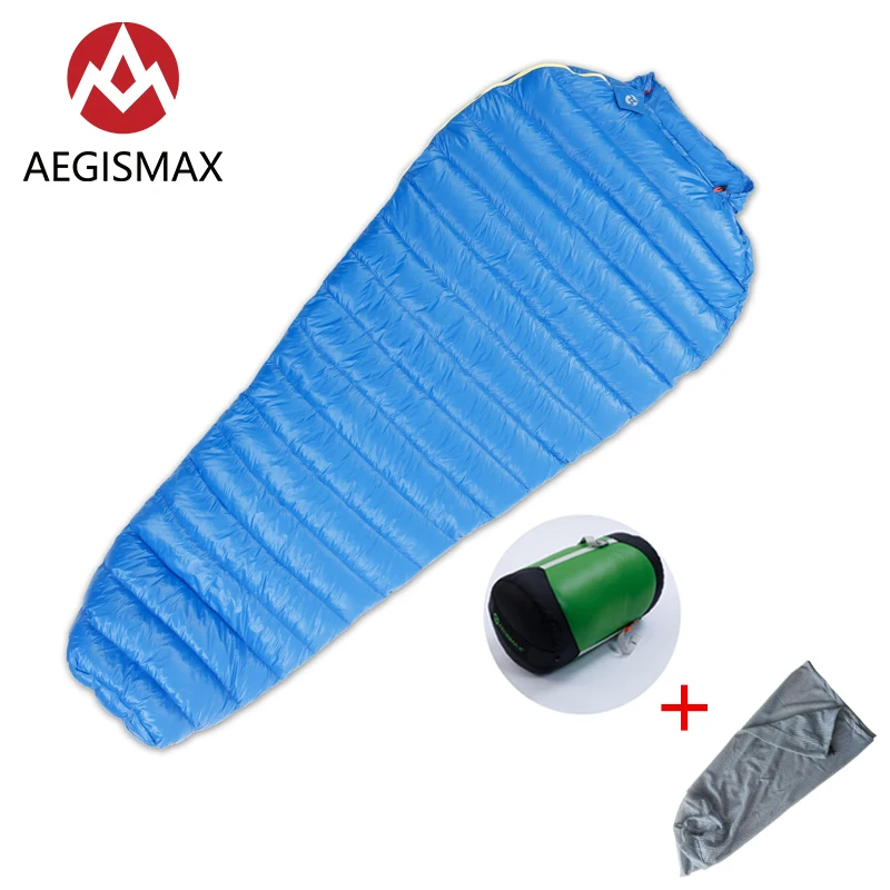 

AEGISMAX Down Sleeping Bag M2 Filling 380g/420g 800FP Outdoor Ultralight Mummy Type White Goose Down Camping Winter Sleeping Bag