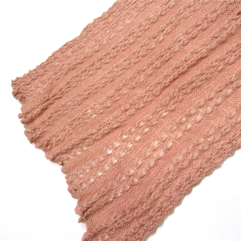 Зимние теплые женские шарфы длинный мохер вязаный люрекс кружевной мягкий шарф