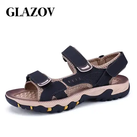 Мужские сандалии-гладиаторы из коровьей кожи GLAZOV, коричневые дышащие сандалии, пляжная обувь, размеры 38-44, лето 2019