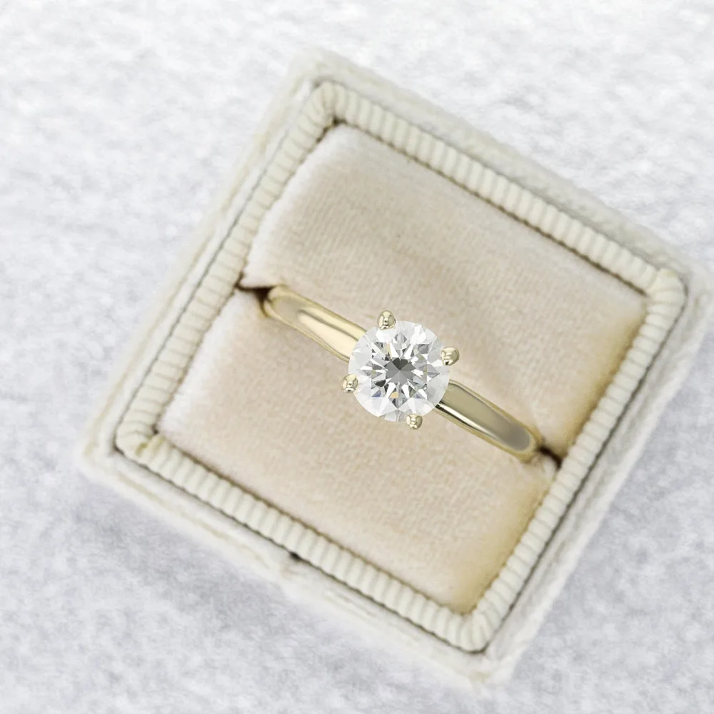 Круглое бриллиантовое ограненное 0.5ct кольцо с муассанитом 14 к из твердого белого золота Solarite лабораторное кольцо с бриллиантами для помолвки, многообещающее кольцо для милых