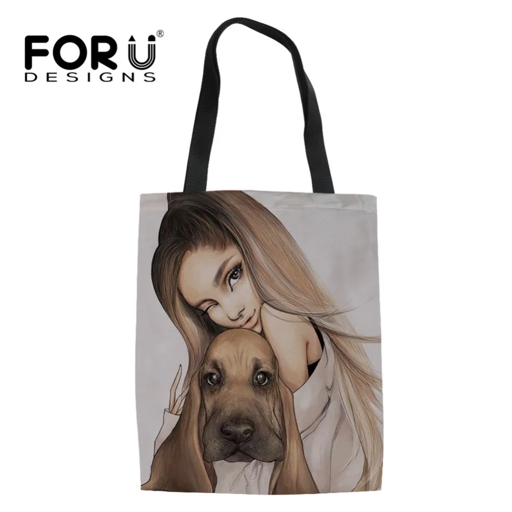 

FORUDESIGNS/Повседневная Женская многоразовая хозяйственная сумка для девочек с домашним животным, Женская Экологичная хозяйственная сумка, вм...
