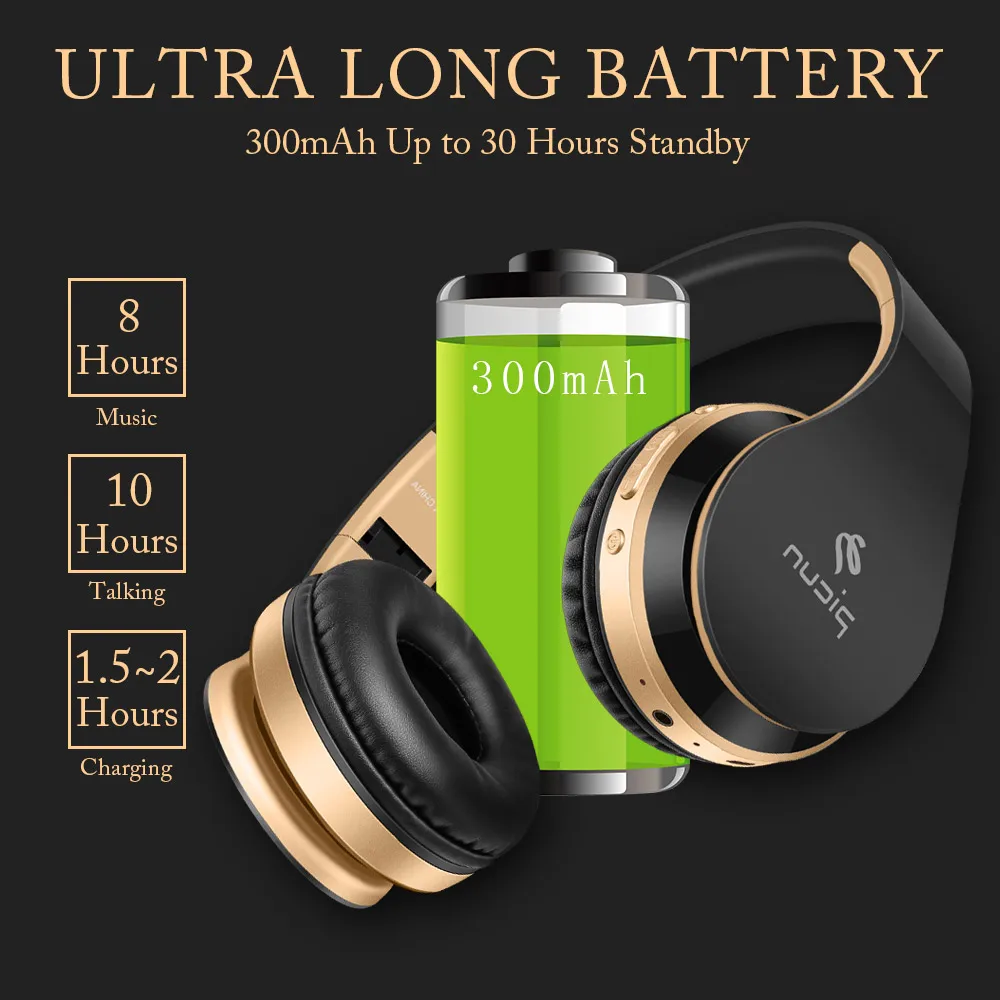 Звук интонировать беспроводные наушники с микрофоном стерео Бас Hi Fi TF MP3