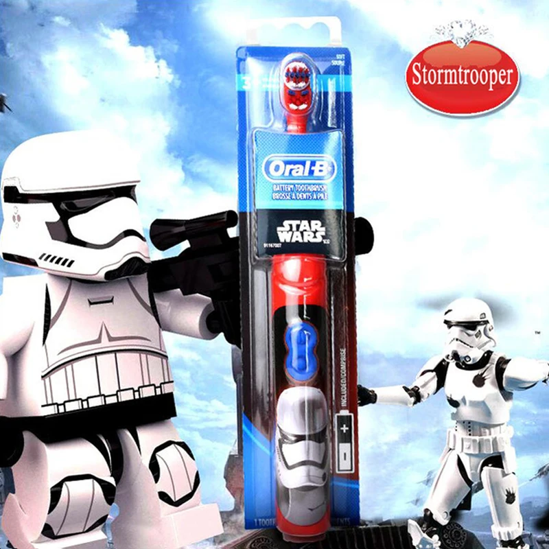 Stormtrooper OralB, электрическая зубная щетка для детей, уход за деснами, вращение, живучесть, мультяшная, Здоровье полости рта, Мягкая зубная щетка для детей, на батарейках - Цвет: Stormtrooper