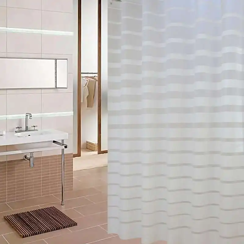 White gradient strip UFRIDAY многократные пластиковые PEVA водонепроницаемые занавески для душа, занавески для ванной, роскошные занавески для ванной с крючками, экологически чистые занавески для ванной - Цвет: White gradient strip