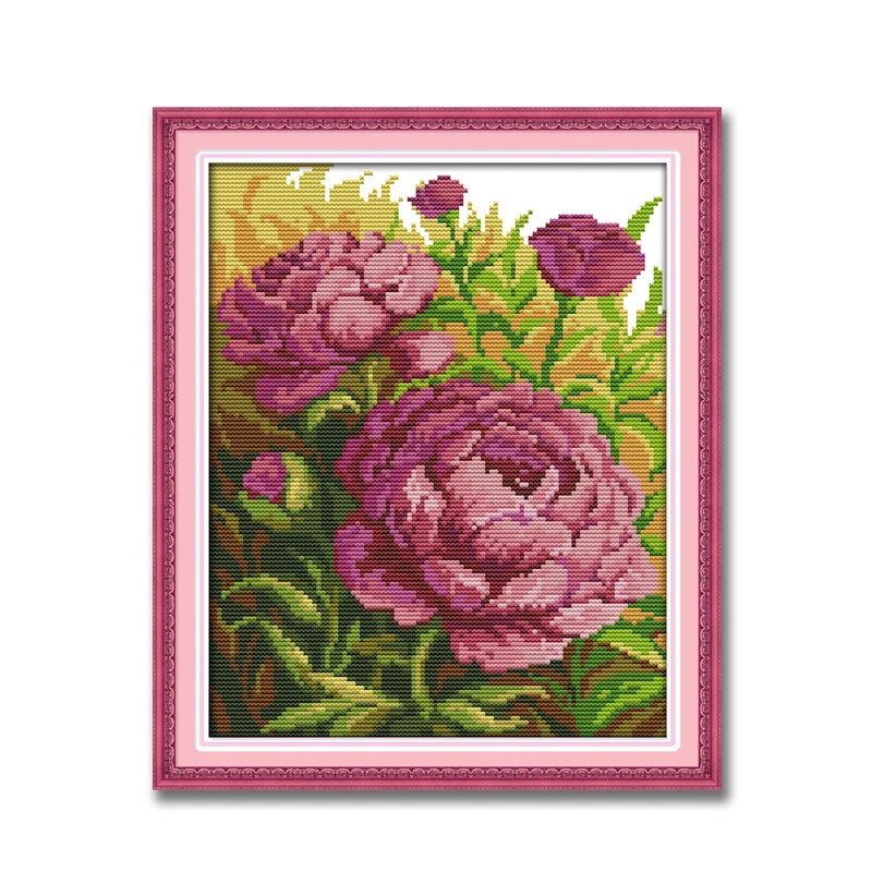 Живопись маслом пион цветочный рисунок напечатанный на холсте DMC 14CT 11CT китайский