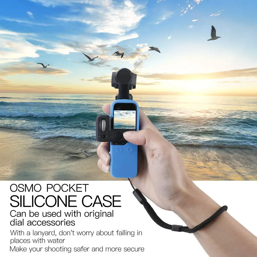 

Силиконовый защитный чехол для корпуса с теплоотводом и шнурком для DJI OSMO Pocket Gimbal Camera Anti-Shock Dust Accessory