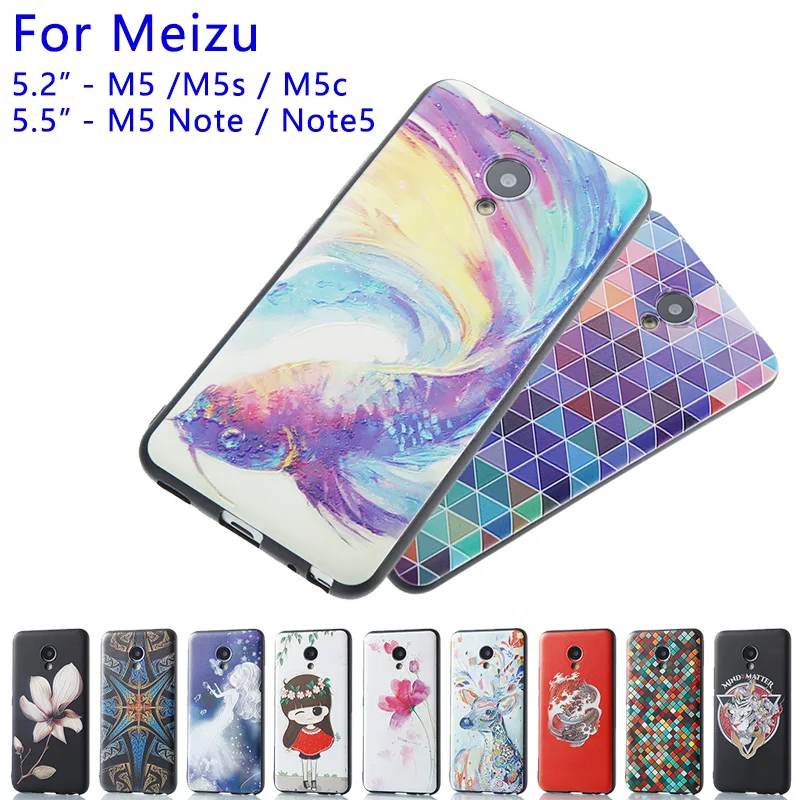 Чехол для телефона Meizu M5 m5s M5c 5 2 дюймов Note5 с изображением рыбки девушки цветка