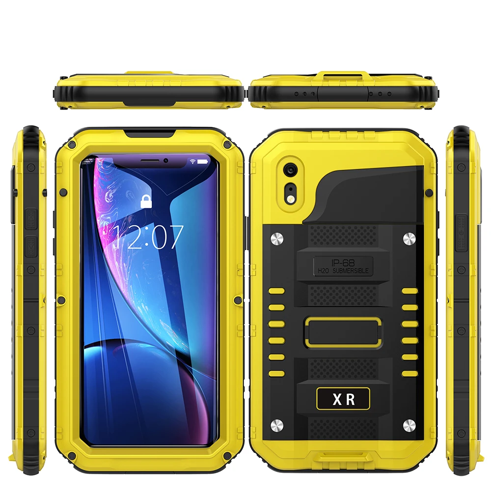 Для iPhone XS Max XR противоударный 100% водонепроницаемый жесткий тяжелый металлический