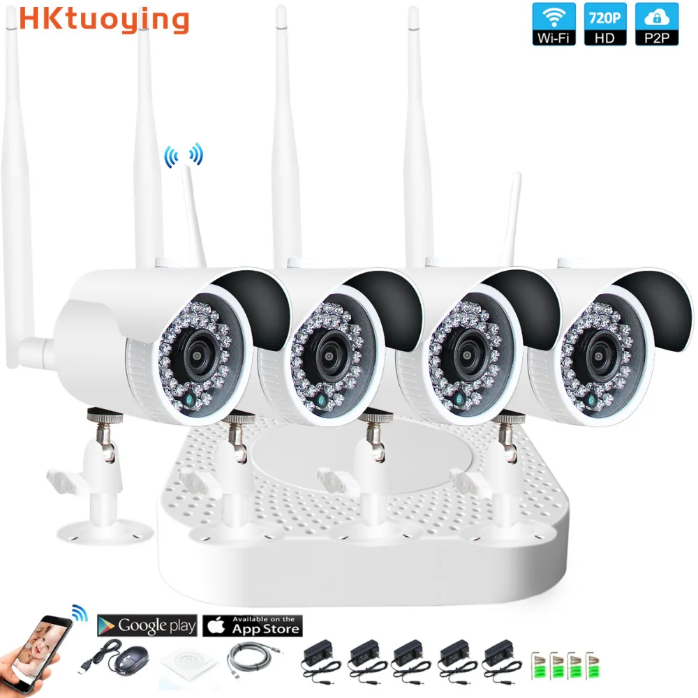 4CH 1080P HD Беспроводной NVR Kit P2P 720P внутренний наружный IR Ночное Видение безопасности