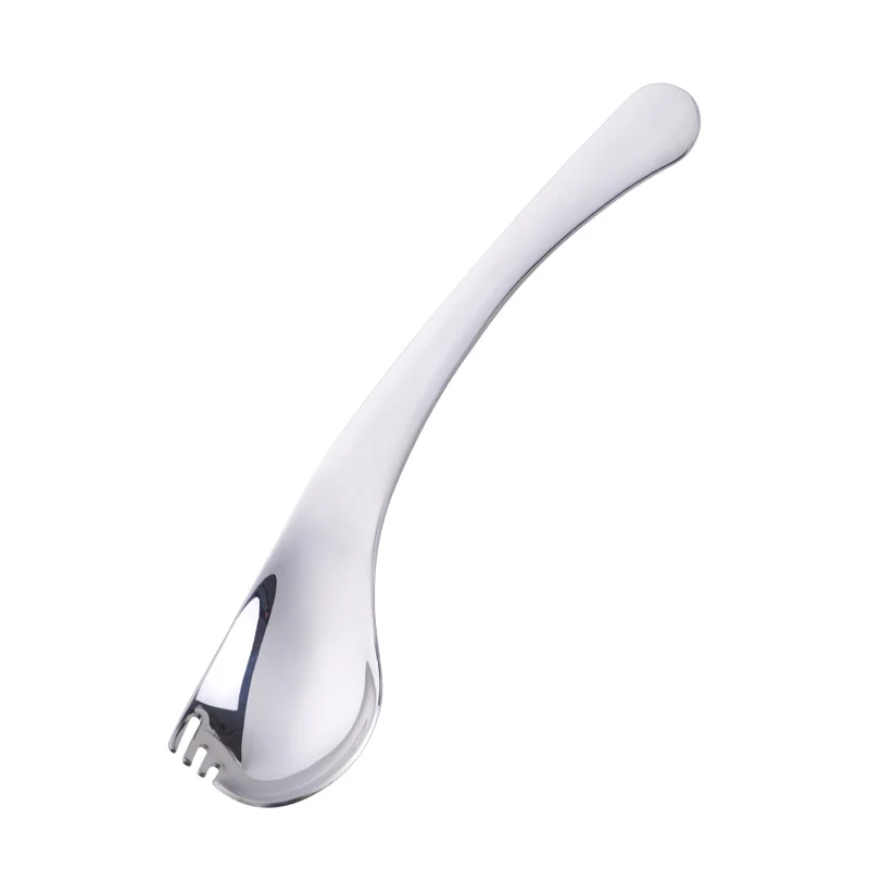 Silver 2pcs 2 шт. салатная ложка из нержавеющей стали Spork 8 цветов креативная изгиб ложка многофункциональная 2в1 Ложка Вилка для фруктовый йогурт столовая посуда - Цвет: Silver 2pcs