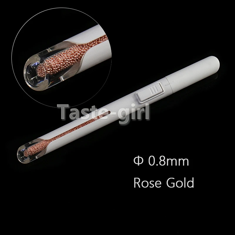 0.8MM Rose Gold 12 типов стальных шариков, ручка для раскрашивания ногтей, инструмент для дизайна ногтей, маленькие шариковые икры, аксессуары для маникюра, ручка для рисования слитков - Цвет: 0.8MM Rose Gold