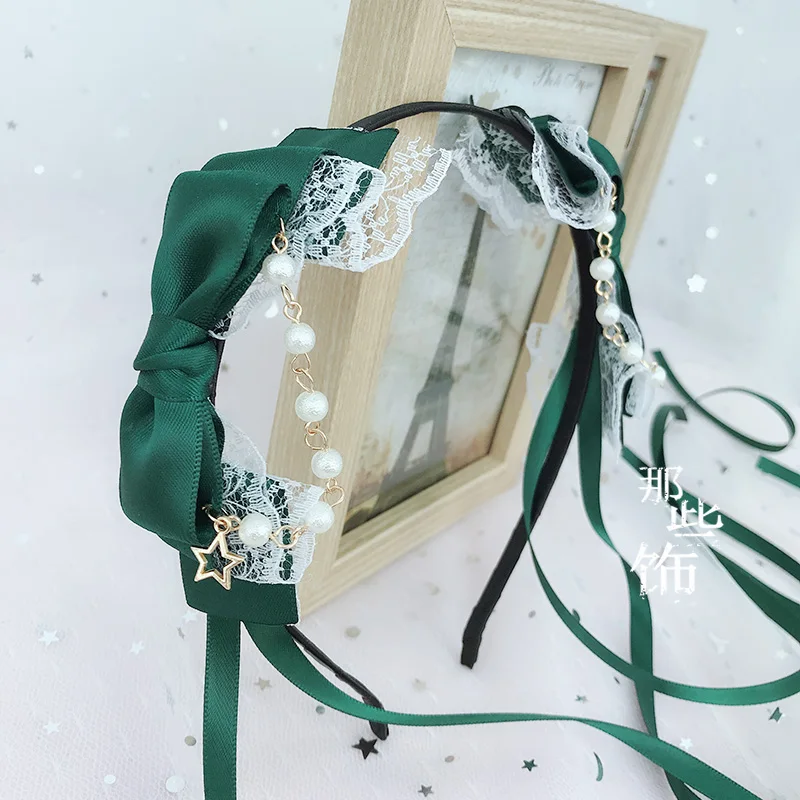 Японский DIY аксессуары для волос Лолита двусторонний бант лента повязка Мягкая сестра Лолита KC повязка на голову шпилька