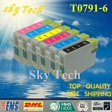 Совместимый картридж 6PK для T0791 T0796 Epson Stylus photo 1400 PX700W PX800FW 1500W P50 PX650 и т. д.|Чернильные