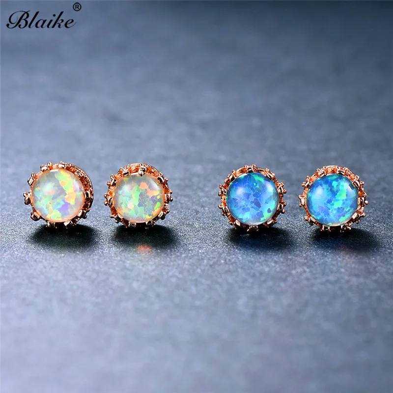 Женские минималистичные серьги гвоздики Blaike маленькие голубые/белые с огненным