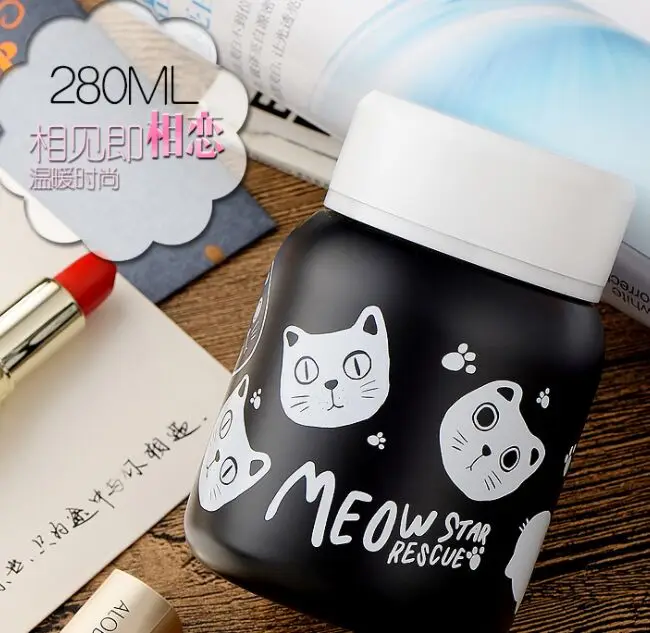 280ML Детская Бутылочка с рисунком из мультфильма, Термокружка Из Нержавеющей Стали для детей, термос, бутылка для новорожденных и взрослых, Детская изоляционная чашка - Цвет: 280ML
