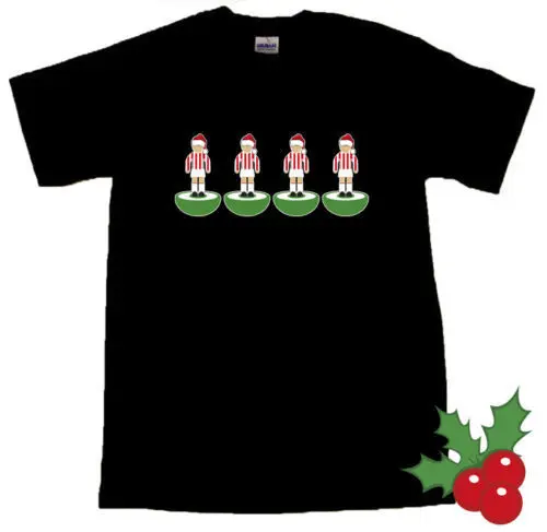 Subbuteo Back Four Stoke Santa Hat Рождественская черная футболка все размеры косплей Ливерпуль