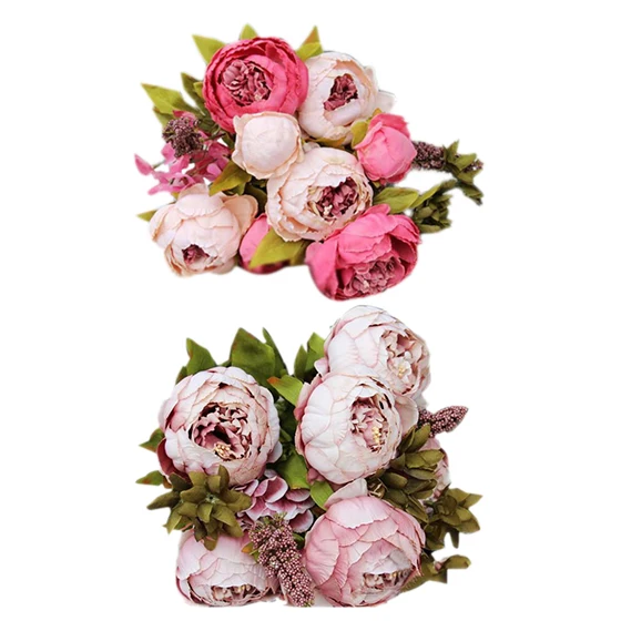 2 букет 8 головок Искусственный Пион Шелковый цветок лист украшение для дома