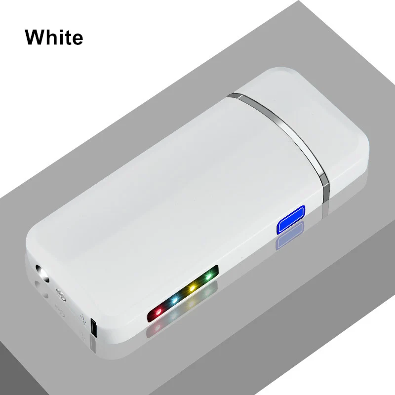 White Светодиодный светильник электронная USB Зажигалка Ветрозащитная беспламенная двойная дуга сигаретный светильник er модные гаджеты аксессуары для курения плазменный светильник - Цвет: White