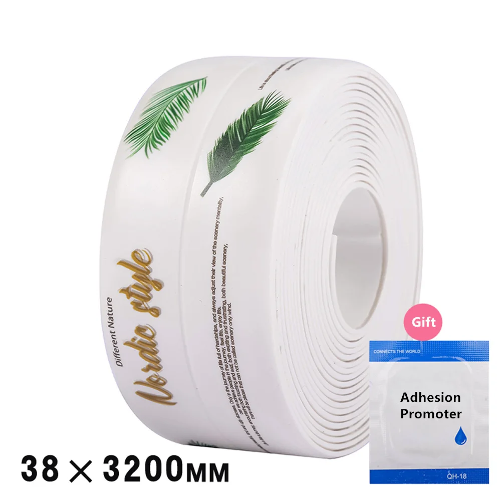 Palm leaves Новинка! ПВХ уплотнительная лента для кухни, ванной комнаты, стены, водонепроницаемая, защита от плесени, для раковины, стык, щелевая наклейка, угловая линия, клейкая лента - Цвет: Palm leaves