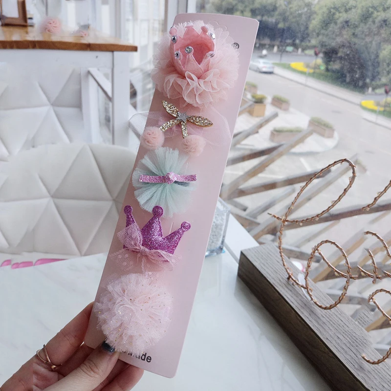 pink BalleenShiny милые детские носки для мальчиков и девочек Шпилька-бант детское кружевное Корона жемчужные заколки для волос головной убор для новорожденных аксессуары - Цвет: pink