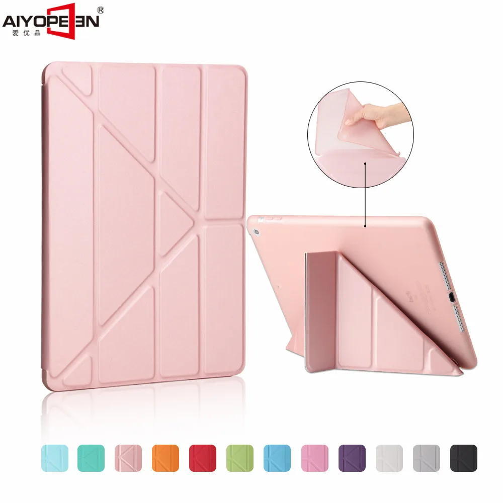 Для ipad 9,7 дюймов AIYOPPEN мягкий из термопластика чехол Smart cover Авто Режим сна/Пробуждение для ipad чехол Многофункциональная подставка держатель - Цвет: Rose Gold