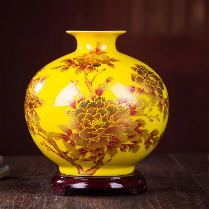 Китайская керамическая ваза Jingdezhen жёлтая