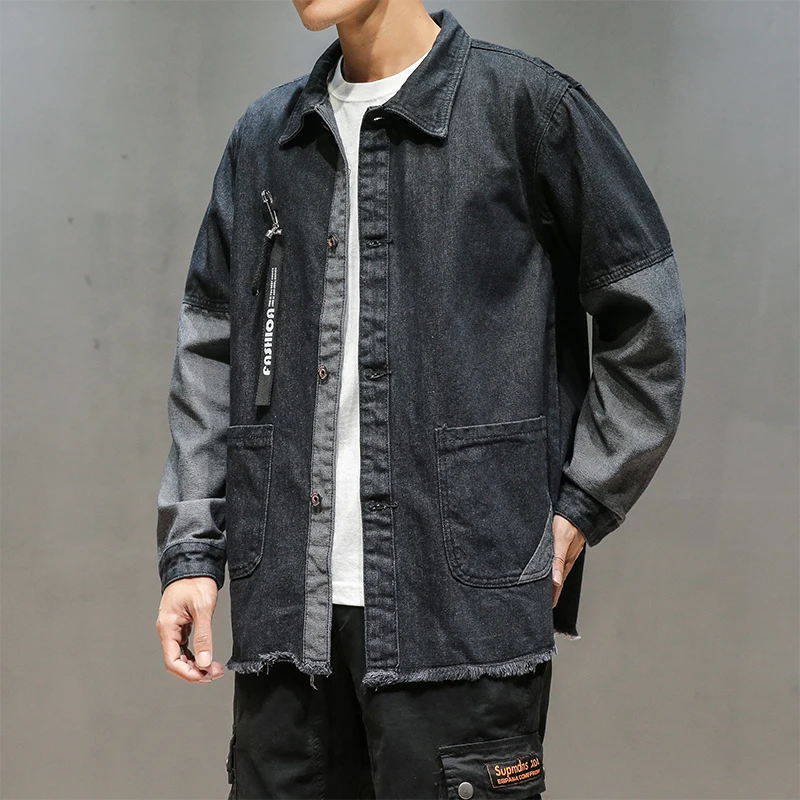 Veste джинсы Homme осень нового размера плюс джинсовые мужские куртки однобортные