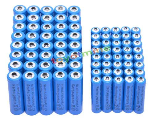 

40x AA 3000mAh +40x AAA 1800mAh 1.2V NI-MH Rechargeable Battery 2A 3A Blue Cell