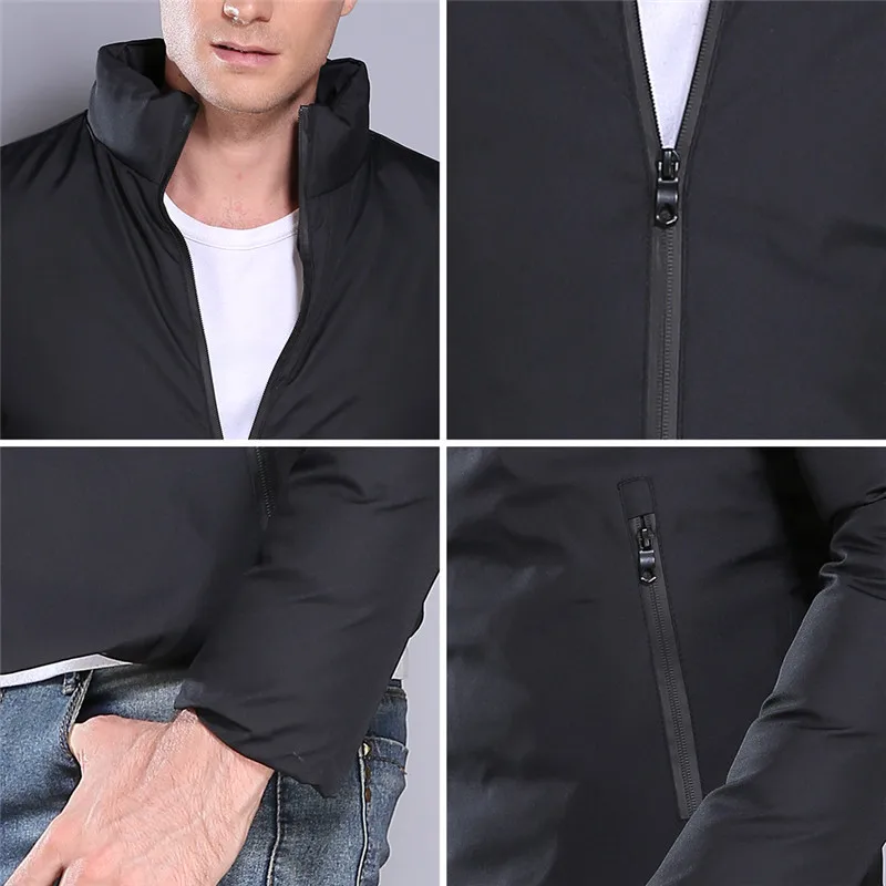 

2018 Winter Korean version of the Slim jacket Men's Thick Warm Coat Men's Solid Color Collar cotton coat More size S-XXL XXXL